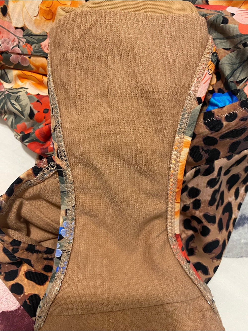NWOT Johnny Was Cheetah Ruched Floral Animal Print Multi-pattern One Piece Sz XS - Picture 9 of 12